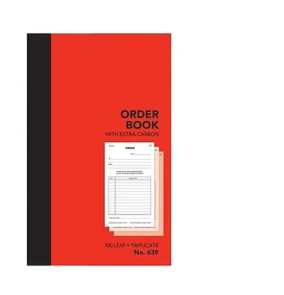 PREMIER 639 ORDER BOOK CARBON TRIPLICATE 100 LEAF 200 X 125MM  Buy in Multiples of 12 