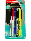 Luxor Home  Office Mate Pack of 5  Pens Marker  Highlighter